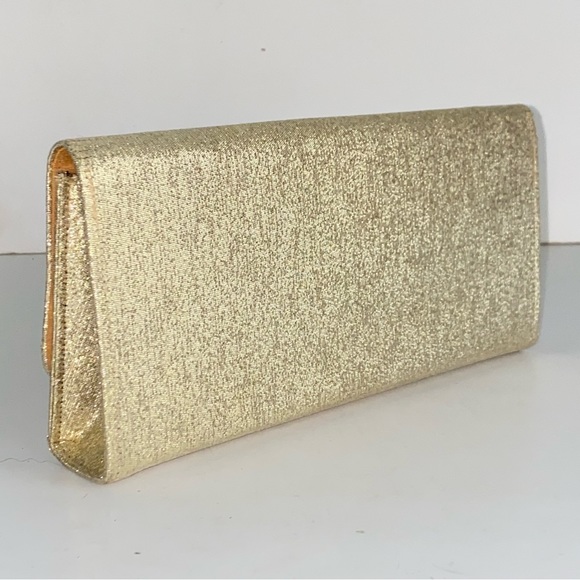 Vintage 1950s Gold Lame Clutch Snap Closure Evening Bag Purse Mid Century Modern - Picture 8 of 15